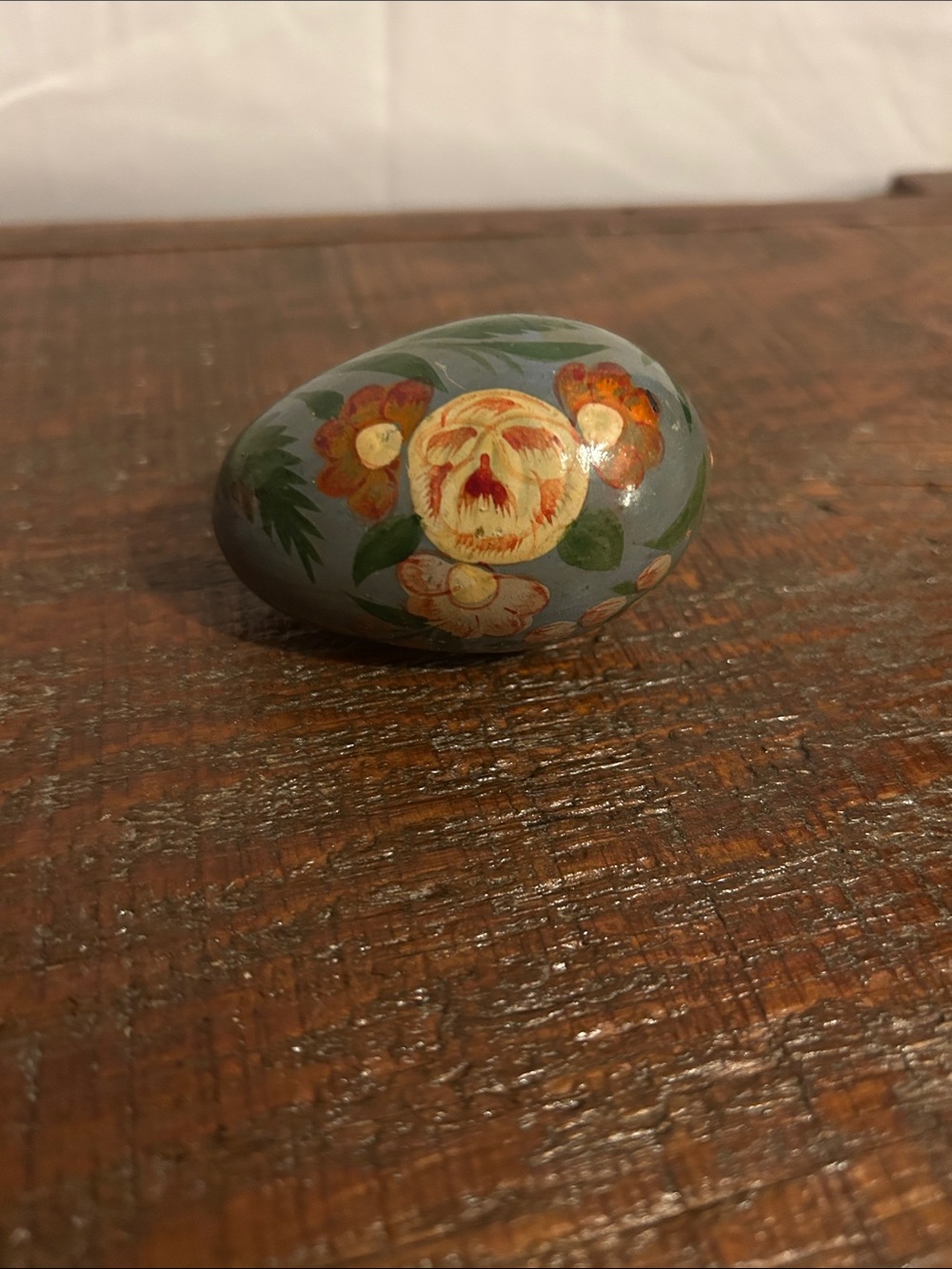 Vintage hand painted ceramic egg